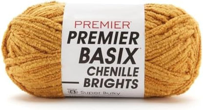 Premier Yarns Basix Chenille Brights, Mustard, Super Bulky Weight, 5.3 oz by Premier