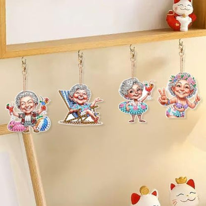HuamuTech 5 Pcs/6 Pcs/8 Pcs Full Drill Keyring Special Shape Double Sided Diamond Art Keychain for Beginners Birthday Craftin - Image 5