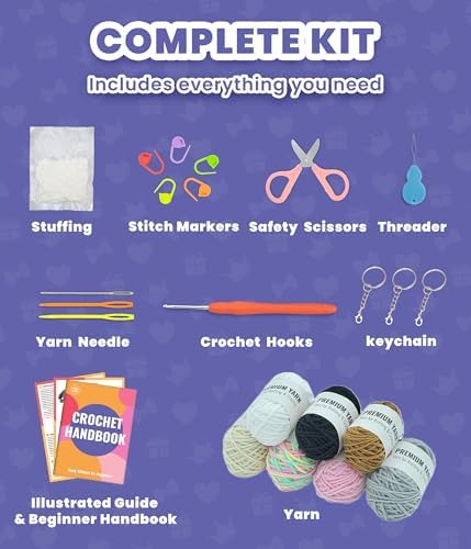 PAITIN Crochet Starter Kit – Easy DIY Craft Set for Adult Beginners, Handmade Yarn Art Project with Video Guidance (Mini Cat) - Image 6