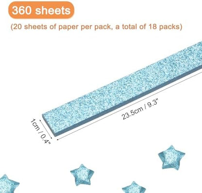 MECCANIXITY 360 Sheets Origami Paper Glitter Stars Papers Light Blue Fold Paper for Beginner Arts Crafts Projects,0.4 x 9.3 Inch - Image 2
