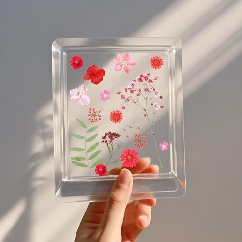 Dried Pressed Flowers Real Pressed Flowers Natural Dry Leaves Bulk Mixed Colorful Herbs Kit with Tweezers for Scrapbooking DIY Candle Jewelry Crafts Making Nails (Red) - Image 6