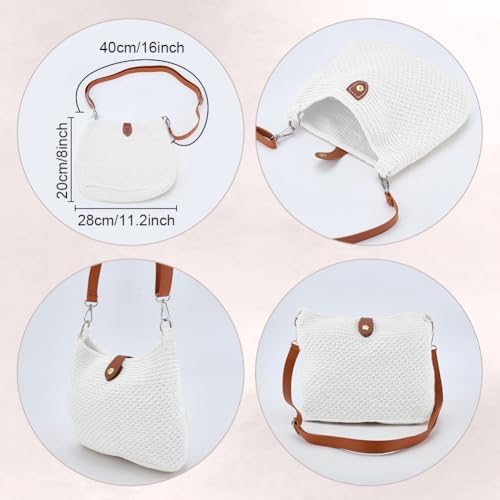 ACRNIGHEET Crochet Bag Kit for Beginners Adults Crochet Purse for Women DIY Tote Bag Making Kit with Step-by-Step Tutorials Knitting Supplies for Adults Crafts Boho Gift Idea (White) - Image 3