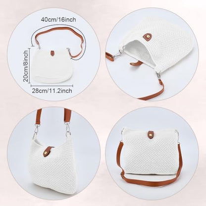 ACRNIGHEET Crochet Bag Kit for Beginners Adults Crochet Purse for Women DIY Tote Bag Making Kit with Step-by-Step Tutorials Knitting Supplies for Adults Crafts Boho Gift Idea (White) - Image 3