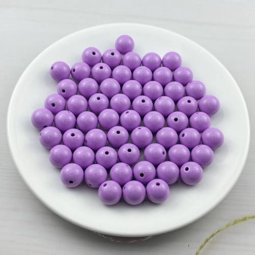 60pcs Acrylic Round Beads for Crafts 14mm Resin Candy Color Spacer Beads with Hole for Jewelry Making Sewing Crafts Decoration Necklaces Bracelets Earrings Supplies(Light Purple) - Image 2