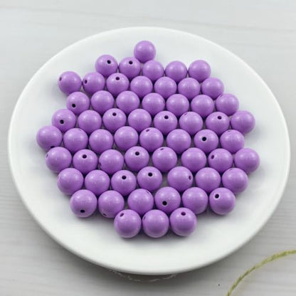 60pcs Acrylic Round Beads for Crafts 14mm Resin Candy Color Spacer Beads with Hole for Jewelry Making Sewing Crafts Decoration Necklaces Bracelets Earrings Supplies(Light Purple) - Image 2