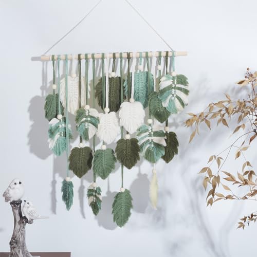 FREEBLOSS Macrame Wall Hanging Leaves Macrame Monstera Wall Hanging Tapestry DIY Macrame Kit for Beginners with Instruction Macrame Wall Hanging Kit for Adults Home Decoration, Clear - Image 4