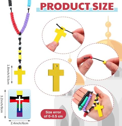 Ferreve 24 Set Rosary Making Kit for Kids, Beaded Craft with Bible Cards - Image 2