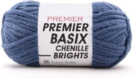 Premier Basix Chenille Brights, Denim, Super Bulky Weight, 5.3 oz, 112 yds by Premier