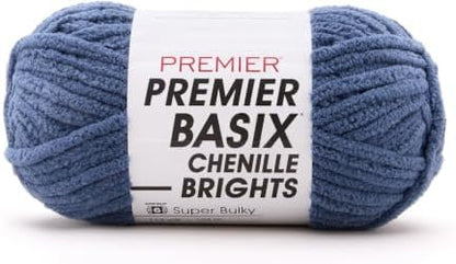Premier Basix Chenille Brights, Denim, Super Bulky Weight, 5.3 oz, 112 yds by Premier