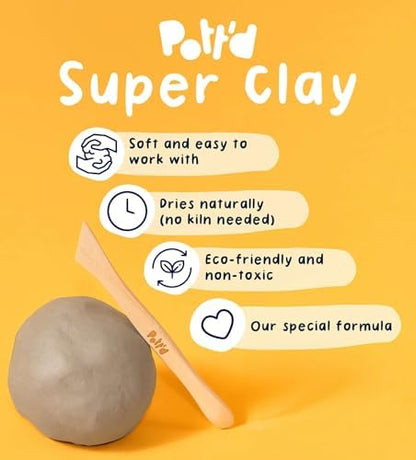 Pott'd Mini Pottery Kits | Air Dry Clay Pottery Kit for Adults | Includes Paints, Brushes, and Potters Tools | Free Online Step-by-Step Tutorial | Perfect for Beginners | Bring The Studio to Your Home - Image 4