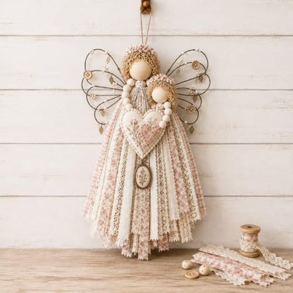 CHIANART Angel Fabric Hanging DIY Kit, Macrame Wall Weaving Craft,Crochet Wall Hanging Kit, Rustic Farmhouse Christmas Tree & Holiday Home Decor, Beginner-Friendly Handmade Gift for Women (L) by Unknown