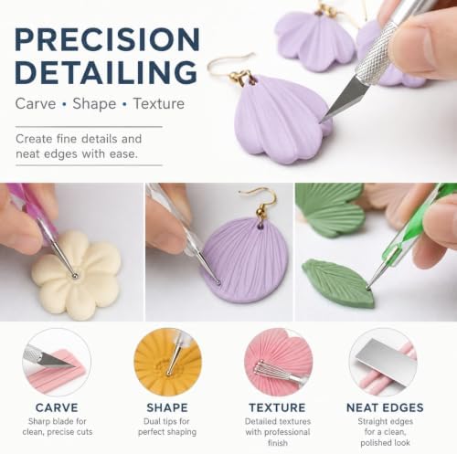 DIYOOHOMY 18 Pcs Polymer Clay Tools Kit, Rolling Pin with Thickness Rings - Image 6