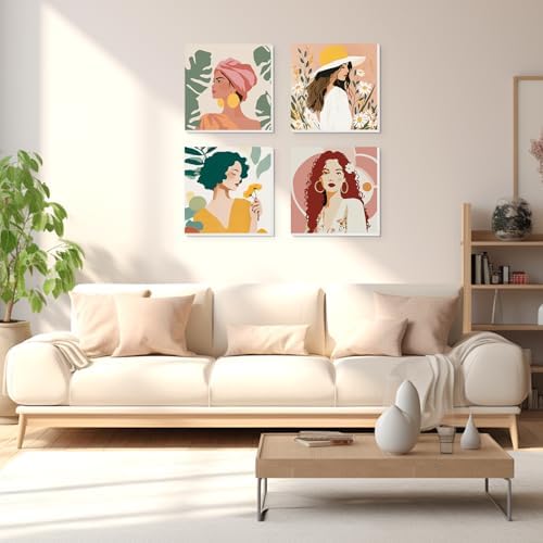 Lxmsja 4 Pack Pastel Goddesses Paint by Numbers Kit for Adults, Easy Framed Paint by Numbers for Adults Beginner, DIY Acrylic Oil Painting Craft Kits for Home Wall Decor 8x8 inch - Image 3