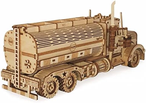 3D Wooden Tank Truck Puzzle, Wood Crafts DIY Assembly Mechanical Truck Model Kits, Wooden STEM Brain Teaser Puzzles, Christmas Birthday Gifts for Adults & Teens - Image 4