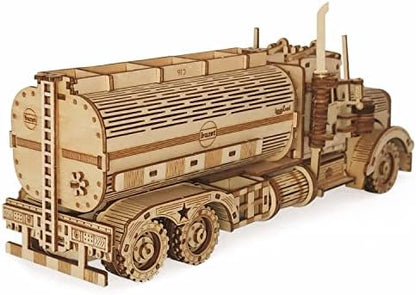 3D Wooden Tank Truck Puzzle, Wood Crafts DIY Assembly Mechanical Truck Model Kits, Wooden STEM Brain Teaser Puzzles, Christmas Birthday Gifts for Adults & Teens - Image 4