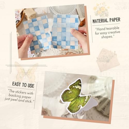 OKUPAN Scrapbook Supplies Kit – 100PCS Vintage Cottagecore Floral Scrapbook Paper & Stickers, 4 Sizes Pastoral Scrapbooking Supplies for Journaling, Card Making & DIY Gifts (Green) - Image 2
