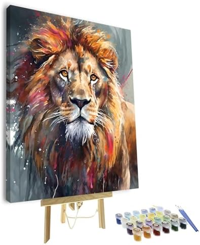 TUMOVO Paint by Numbers Kit for Adults - Lion DIY Adult Paint by Number Kits Animal Acrylic Canvas Painting for Adults Beginners Art Crafts, 16x20 Inch(Framed) by TUMOVO