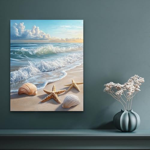 Banket Paint by Numbers Kit for Adults Beginner Beach DIY Painting Kits for Adults Ocean Easy Adult Paint by Number Kits on Canvas Color by Numbers for Gifts Home Wall Decor 16x20 Inch - Image 2