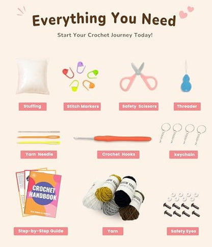 PAITIN Crochet Kit for Beginners Adults, Complete DIY Craft Yarn Kit with Step-by-Step Video Tutorials, Easy Handmade Art Projects Home Decor (Cat) - Image 4