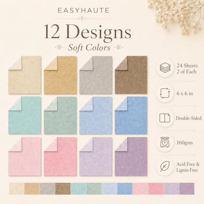Pastel Scrapbook Paper Pad 6x6 Double Sided, Romantic Patterned Paper Pack - Decorative Craft Cardstock & Scrapbooking Supplies for Card Making, Junk Journal Ephemera, Mini Albums - Image 3