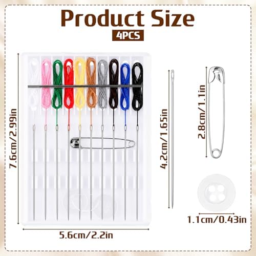 4 Boxes Travel Sewing Kit Mini, Pre Threaded Needles for Hand Sewing - Image 2