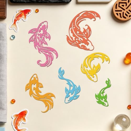Koi Fishes Cutting Dies Making Die Cut Carbon Steel Die Cuts Stencils Blessing Card Scrapbooking Embossing Template Dies for Birthday Greeting Card Album Photo Decor - Image 4