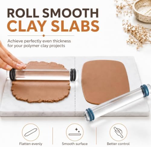 DIYOOHOMY 16pcs Polymer Clay Tools kit, Rolling Pin with Thickness Rings - Image 5