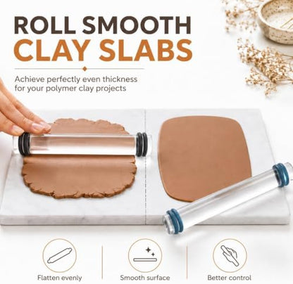 DIYOOHOMY 16pcs Polymer Clay Tools kit, Rolling Pin with Thickness Rings - Image 5