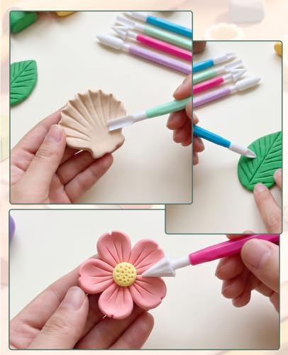 17-Piece Polymer Clay Tools Kit, Acrylic Roller Pin & Clear Square Press Board, Double-Ended Pottery Sculpting Modeling Tools with Scrapers for Beginners DIY Craft - Image 4