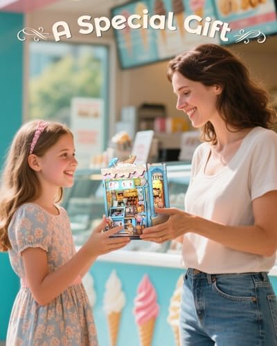 CUTEBEE Book Nook, DIY Miniature House Kit, Ice Cream Shop Booknook - Image 2