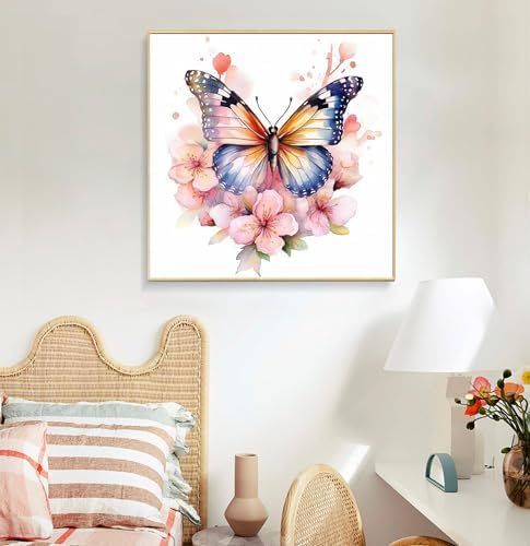 Offito Framed Paint by Numbers Kit for Adults Beginners, Butterfly Flowers - Image 2