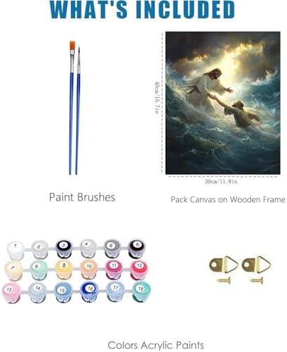 Jesus Paint by Numbers Kit for Adults Framed Canvas 12X16 in, Frameworkless - Image 3