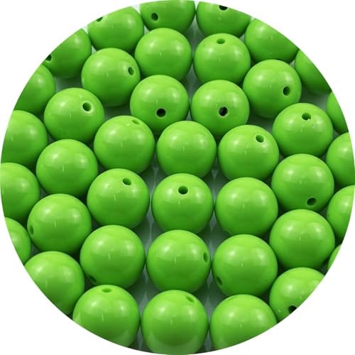 40pcs Acrylic Round Beads for Crafts 16mm Resin Candy Color Spacer Beads with Hole for Jewelry Making Sewing Crafts Decoration Necklaces Bracelets Earrings Supplies(Green) by Unknown