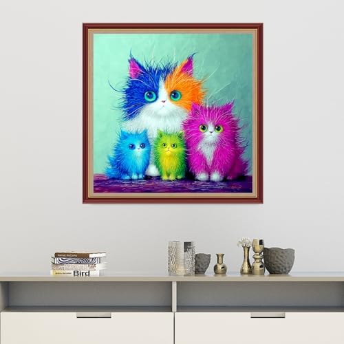Dooxvey Cross Stitch Kits for Adults Beginners,Full Range of Cross-Stitch Stamped Kits Needlepoint Kits for Beginners Embroidery Kits 11CT Cross Stitch Patterns-Colorful Cat 18x18 inch - Image 2