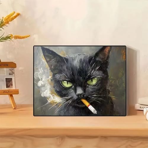 GEMFAMILY Paint by Numbers Cat DIY Painting On Canvas,by Number Smoking Cat in Stained by Numbers Kit for Adults Beginner,Acrylic Simple Oil Paint by Number Kits for Home Wall Decor 16 x 20 inch - Image 2