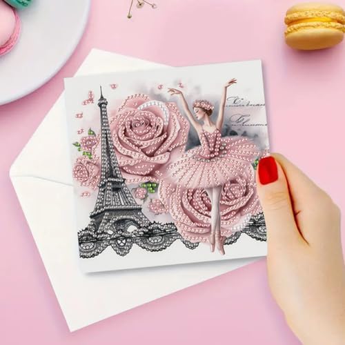 FRANDEK 6pcs Ballet Diamond Art Greeting Cards DIY Set, Sparkling Diamond Dots Handmade DIY Crafts Kit, Creative Gifts for Anniversary, Birthday, Romantic Love for Adults - Image 2