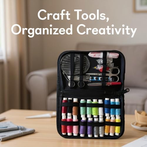 Vestamore Stitches Embroidery Starter Kit Adult, Stitch Book and Sewing Kit with Safety Zipper, 8.3 x 11 x 0.6 in, 21 x 28 x 1.5 cm, Portable Complete Tools for DIY Embroidery - Image 4