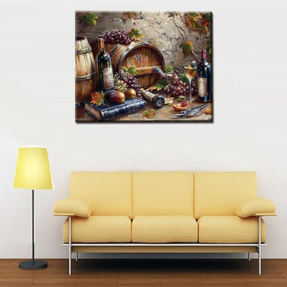 Tucocoo DIY Paint by Numbers for Adults Vintage Wine Fruit DIY Digital Oil Painting Acrylic Paint Fruit Wine Painting Kits Canvas Wall Art Wine Fruit DIY Retro Room Decor 16x20 Inch （Without Frame ） - Image 4