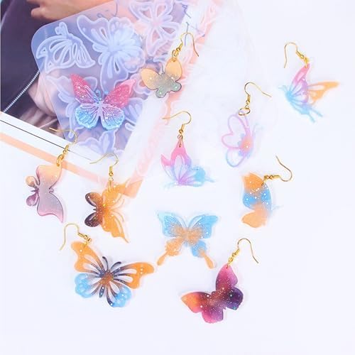 4 Piece Resin Earring Molds ， 47 Unique Shapes UV Butterfly Resin Molds with Holes Ideal for DIY Silicone Earrings Necklaces Jewelry and Animal Designs Creative Art Gifts - Image 5