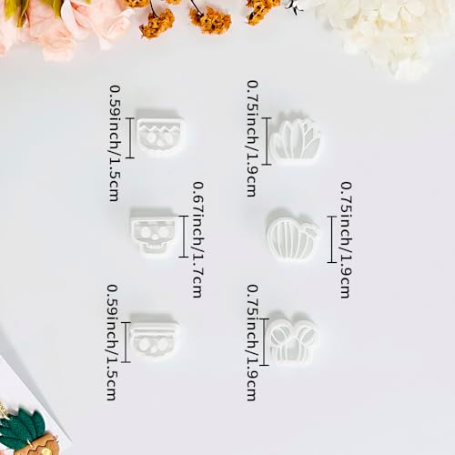 Xaekicr Halloween Cactus Polymer Clay Cutters – 6Pcs Skull Plant Clay Earring Cutters for DIY Halloween Jewelry – Cute Clay Tools for Polymer Clay Crafts - Image 3