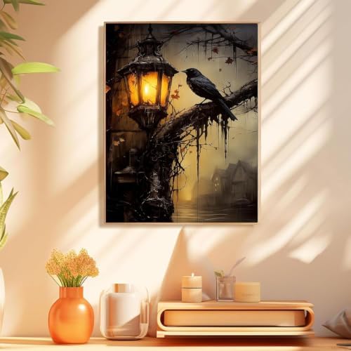 Gothic Crow Paint by Numbers Kit for Adults Framed Canvas, Frameworkless - Image 4