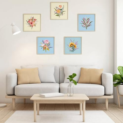 ERKOON Embroidery Kit for Beginners, 5 Sets Flower Cross Stitch Set for Adults Include Embroidery Cloth Hoops Threads for Craft Lover Hand Stitch with Skill Techniques (Bouquet) - Image 7