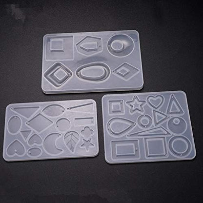 Clear UV Resin Odor Free 500g + 4 Silicone Molds for Earrings Pendants Necklaces DIY + 12 Glitter Powder Holo Sequins 12 Glassine, Resin Crafting Jewelry Making Kit - Image 4