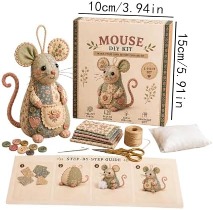 Sewing Project Kits with Fabric - Handmade Mouse Ornament - Image 5