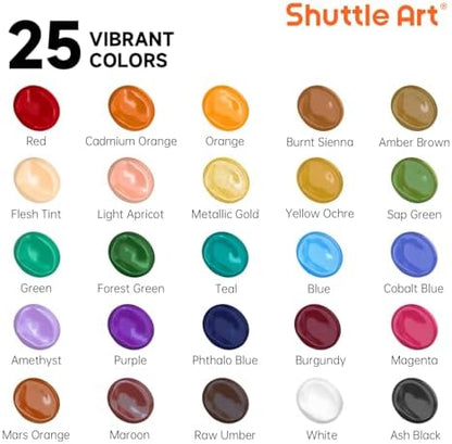 Shuttle Art Acrylic Paint Set, 25 Vintage Colours, 2oz/60ml Bottles, Rich Pigmented, Premium Acrylic Paints for Artists, Beginners and Kids on Rocks Crafts Canvas Wood Ceramic - Image 3