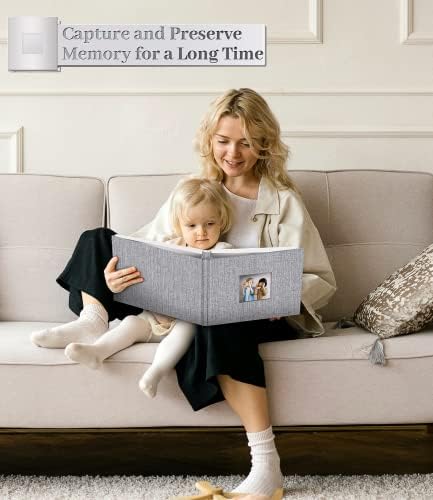 Artfeel Photo Album Self Adhesive Scrapbook Album for 3x5 4x6 5x7 8x10 Pictures,40 Pages Linen Cover with Display Window DIY Photo Book,Ideal Gifts for Family Travel Wedding Baby - Image 6