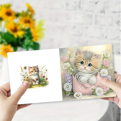 ARTopet 6Pcs Folding Greeting Card Diamond Art Painting Thank You Blessing Cards with White Envelope Rhinestones Painted Making Kits for Adults DIY Craft Holiday Gift-Cat02 - Image 5