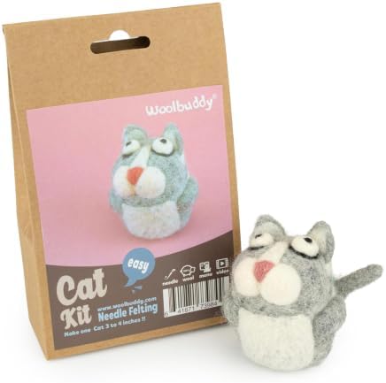 Woolbuddy Needle Felting Starter Kit (Cat) for Beginner & Adults with Tool by Woolbuddy