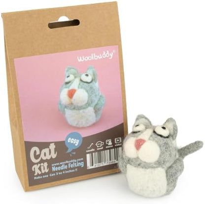 Woolbuddy Needle Felting Starter Kit (Cat) for Beginner & Adults with Tool by Woolbuddy