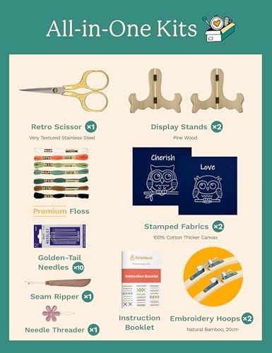Bradove Owls Embroidery Kit for Beginners with Patterns - Image 4